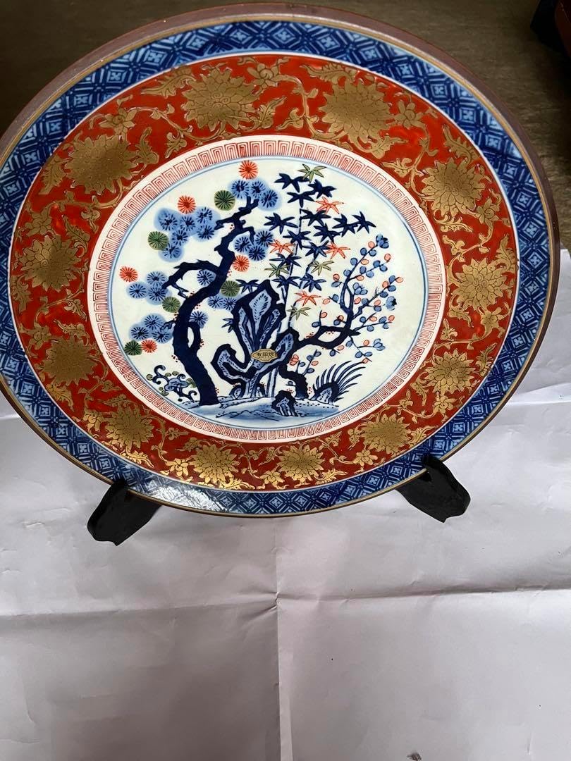 有田焼　清山 青赤装飾 陶磁器皿 直径約30cm 有田焼 清山 青赤装飾 陶磁器皿 直径約30cm アウトレット品